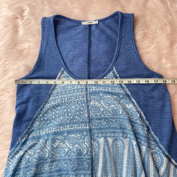 EASEL - Boho Sharktail Tank Mini Dress in Blue with Paisley - Size Small - Picture 8 of 8